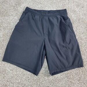 Lululemon Mens 26 Solid Black Performance Stretch Shorts Elastic Waist